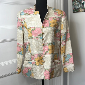 ANNE‎ CRIMMINS FOR UMI COLLECTION SIZE 10 WOMENS SILK FLORAL BLAZER